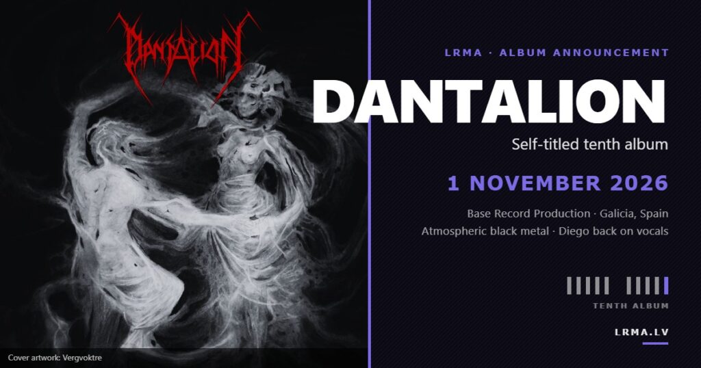 Dantalion self-titled tenth album, out 1 November 2026 on Base Record Production — cover artwork by Vergvoktre