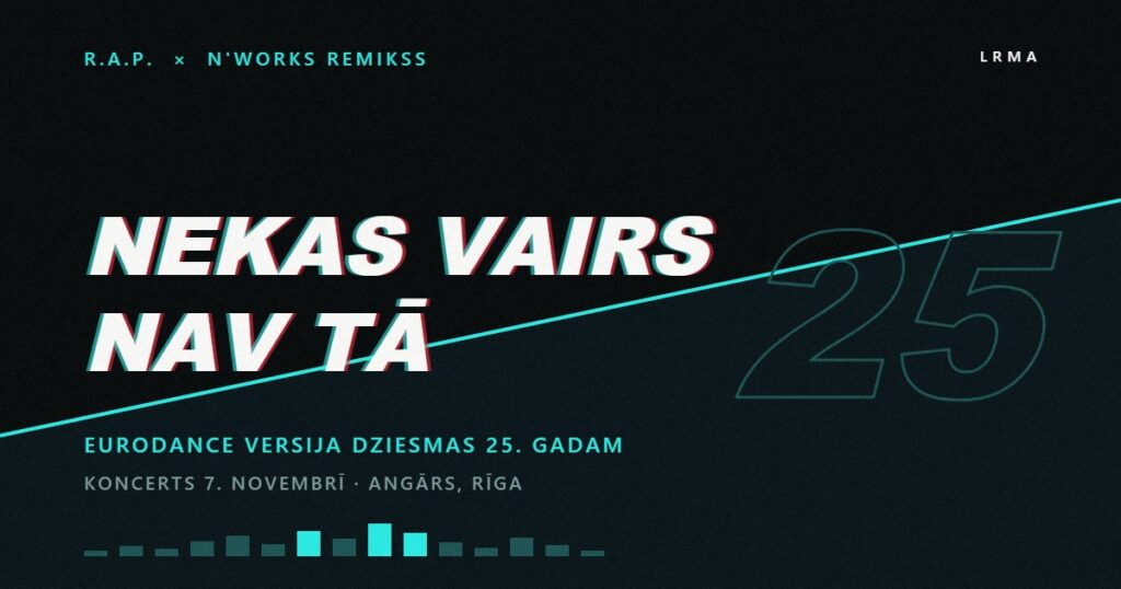 LRMA vizualizācija: R.A.P. dziesmas „Nekas vairs nav tā” 25. gadadiena un N’Works eurodance remikss.
