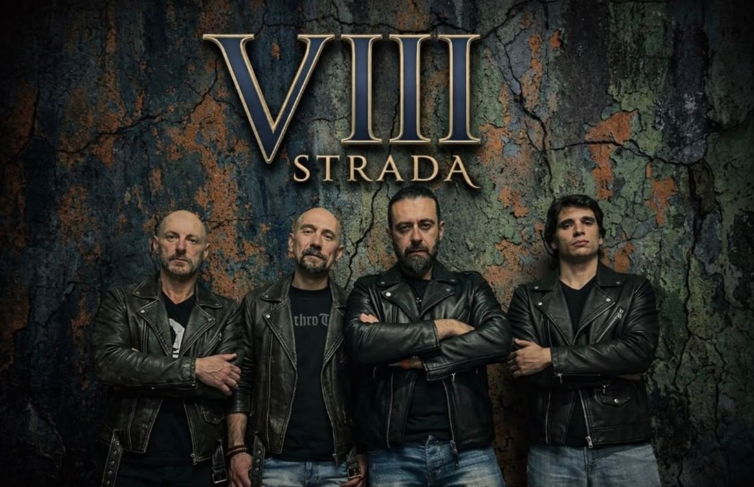 The four members of the Milan progressive rock band VIII Strada